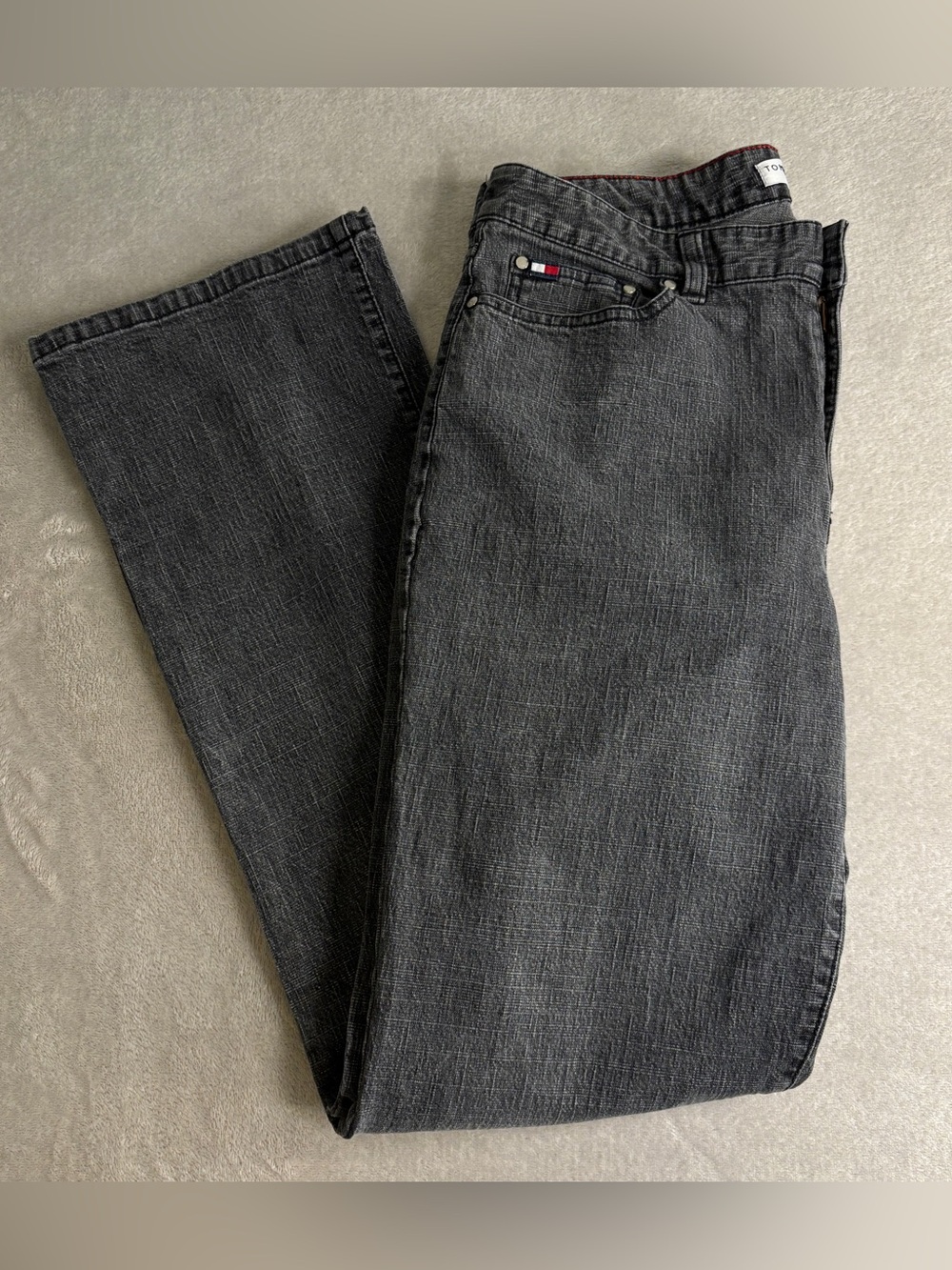 Vintage Tommy Hilfiger Charcoal Straight Leg Denim Jeans  Western, Washed Out